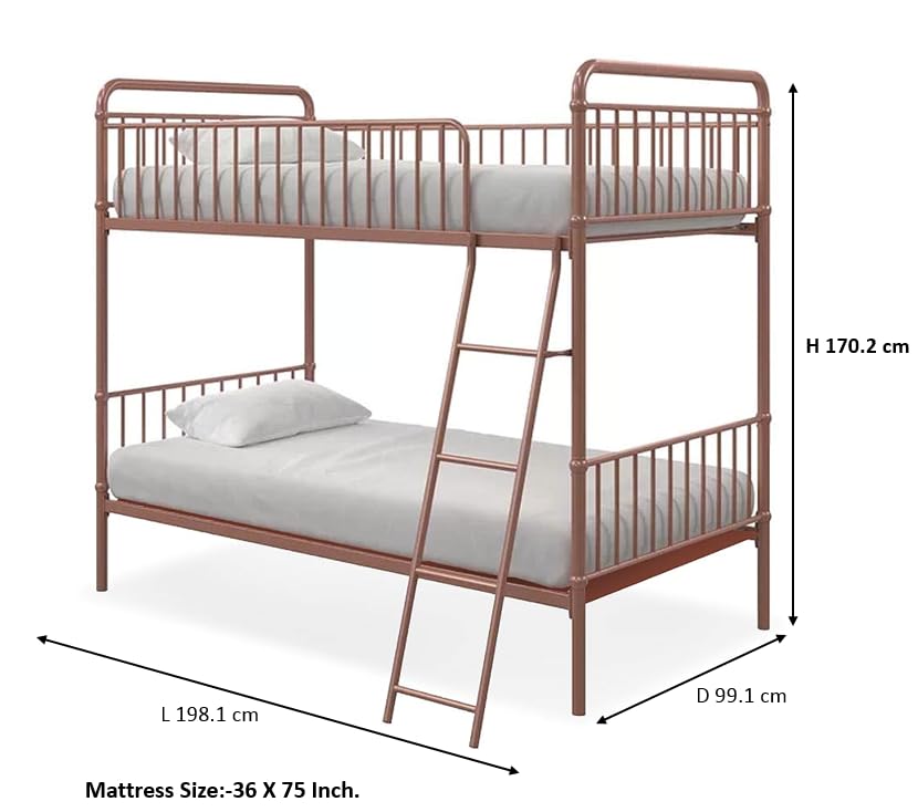 Image of APRODZ Marks Twin Bunk Bed (Metal - Rose Gold Powder Coated)