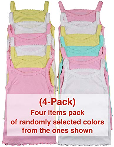 ToBeInStyle Girl's 4 Pack Ruffle Hem Spaghetti Strap Tank Tops2