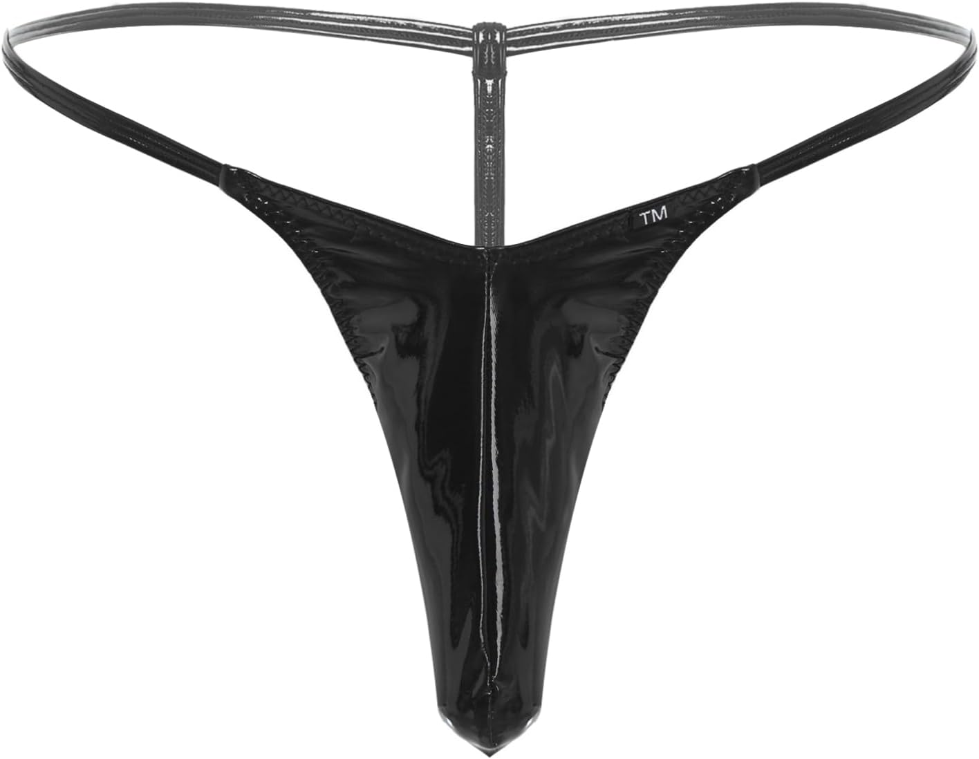 Mens Low Rise Shiny Vinyl Stretch Thong Faux Leather Bulge Pouch Bikini Briefs for Party Club