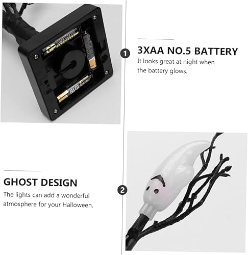 Miniatura 8 de 1 lámpara de mesa de Halloween con luces LED para decoración del hogar, color negro, árbol espeluznante, brillante, espeluznante, lámpara de mesa de