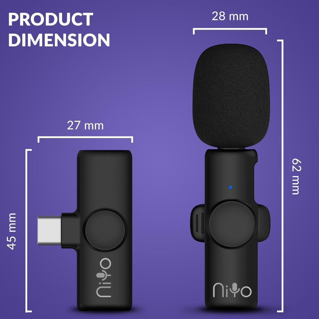 NiYo USB-C Lapel Microphone: Elite Audio Quality for Content Creators, Podcasters & Tech Enthusiasts, Video Recording, Reels, Shorts, YouTube, Vlog, TikTok & More (Red (2 Mics 1 Receiver))