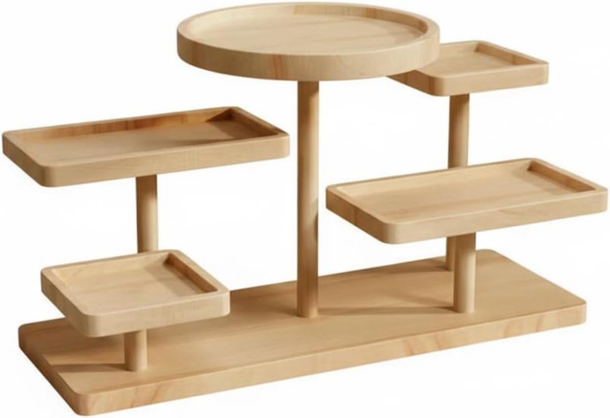 Display Shelf Multi-Tier Wooden Organizer Riser Stand Collectible Rack Stepped Layout Holder Plant Jewelry Suitable for Home Vanity Craft Stall Gift Giving