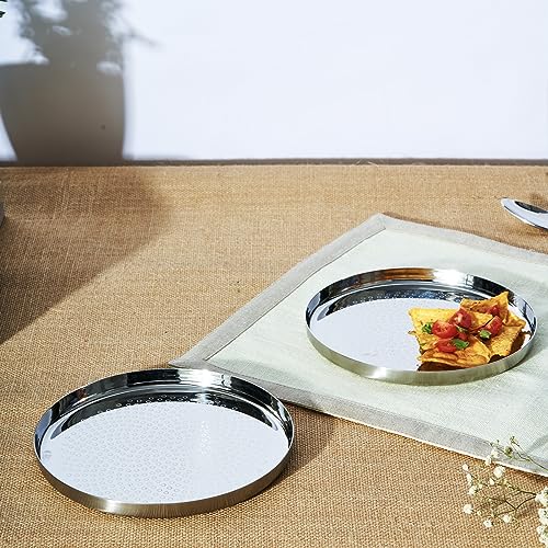 Image of ARTTDINOX Polka Snack Plate Set of 2 | Premium Stainless Steel Polka for Modern Home Decor