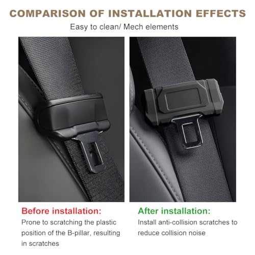 Wevdn 2 PCS Car Seat Belt Buckle Covers, Anti-Scratch Silicone Car Seatbelt Buckle Protector, 7 Color fashion Seat Belt Clips Cover Protector for Car Safety, Car Accessories (Black)