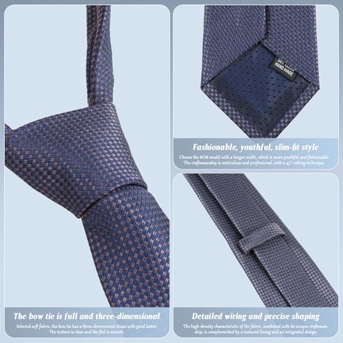 Set de corbata y pañuelo para hombre con broche y pin miniatura 7