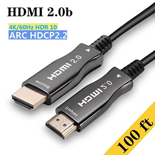 HuDieM Fiber Optic HDMI Cable: 100 ft 4K 60Hz 18Gbps Ultra High Speed