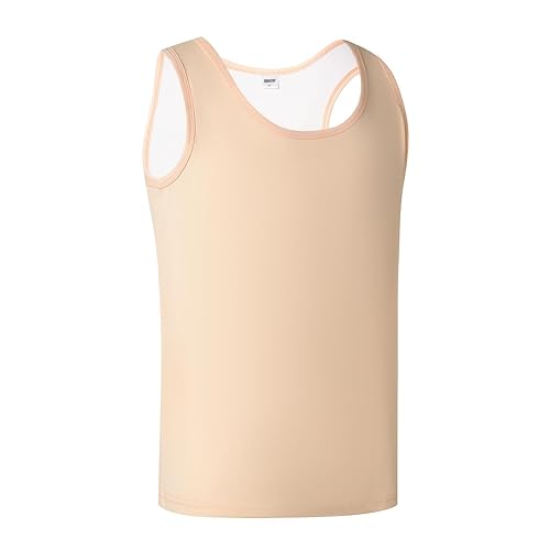 JARAZIN Tomboy Transgender Lesbian FTM Cotton Long Elastic band Built-in Chest Binder - X-Large - Nude