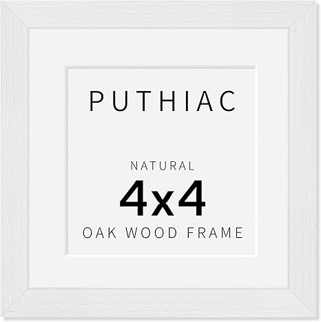 4x4 Oak Wood Picture Frame - 4"x4" Photo Frame, 4x4 Picture Frame Wood, Natural Solid Wooden Picture Frames for Wall Art Photo and Prints(1 Pack, White)