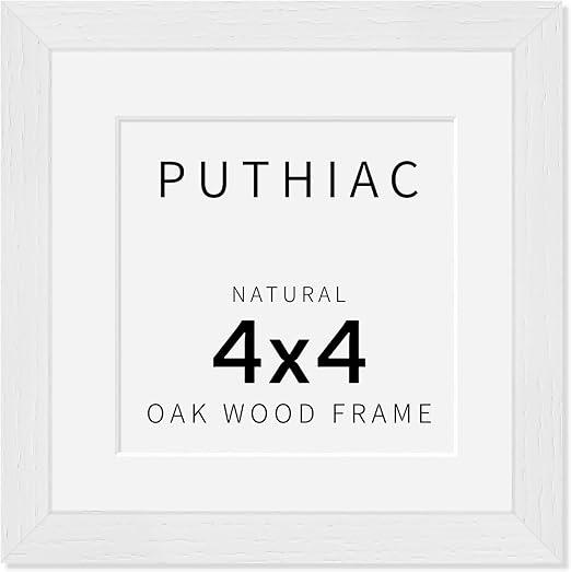 4x4 Oak Wood Picture Frame - 4"x4" Photo Frame, 4x4 Picture Frame Wood, Natural Solid Wooden Picture Frames for Wall Art Photo and Prints(1 Pack, White)