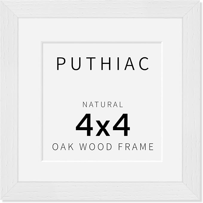 4x4 Oak Wood Picture Frame - 4"x4" Photo Frame, 4x4 Picture Frame Wood, Natural Solid Wooden Picture Frames for Wall Art Photo and Prints(1 Pack, White)