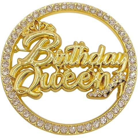Birthday Queen Brooch Queen Pin for Women Metal Pin Rhinestone Queen Crown Brooch Pins for Girls Round Buckle Brooch for Birthday Cover