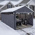21x11 Ft Heavy Duty Carport Kit, All-Weather Galvanized Steel Car Canopy, Oversized Canopy Garage with Sidewalls, Metal Carport for Truck, RV, Boat