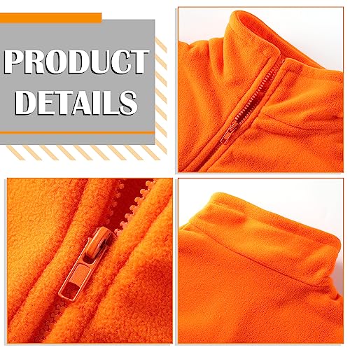 Haull 2 Pcs Kids Hunting Orange Fleece Vest and Beanie Set Orange High Visibility Reflective Hunting Safety Vests3