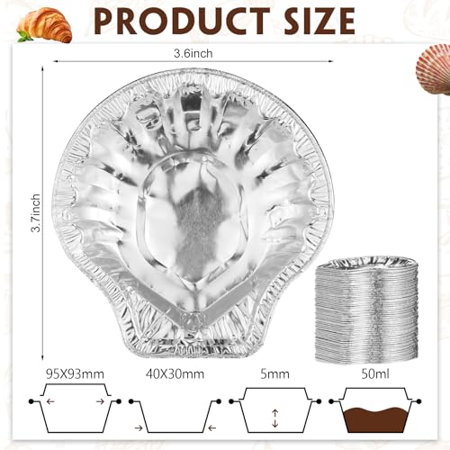 Conchas desechables de almeja Maxdot de papel de aluminio para asar ostras pack de 200 3