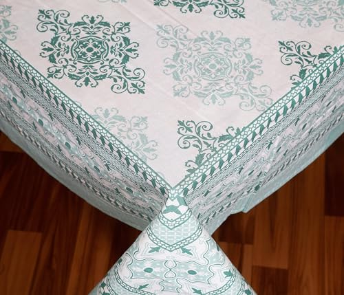 Image of Texstylers Table Cloth | Table Cloth for 6 Seater Dining Table| Dining Table Cover 6 Seater | Table Cover 6 Seater | Dining Table Cover | Rectangle, Cotton,150 cm X 225 cm (Teal Green)