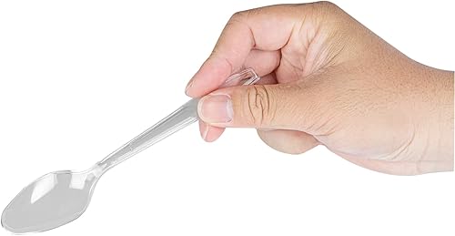 Vista 11 de Restaurantware Moderna - Cucharas desechables de 7.3 pulgadas, 250 cubiertos de plástico transparente reciclables, resistentes a las grietas