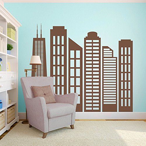 Simple Geometric City Decal City Skyline Silhouette Wall Sticker Wall Mural Vinly Home Art Decoration Black #TOP1