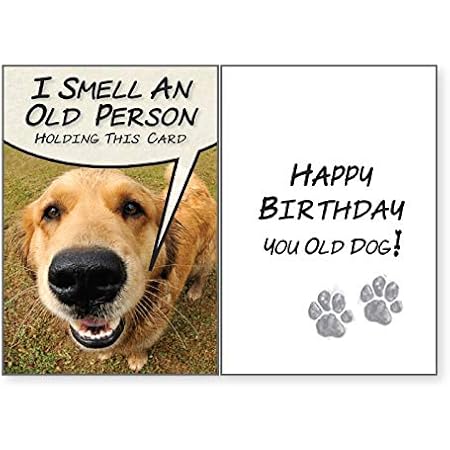 Amazon Com Dog Speak I Smell An Old Person Holding This Card Happy Birthday Pet Card Office Products