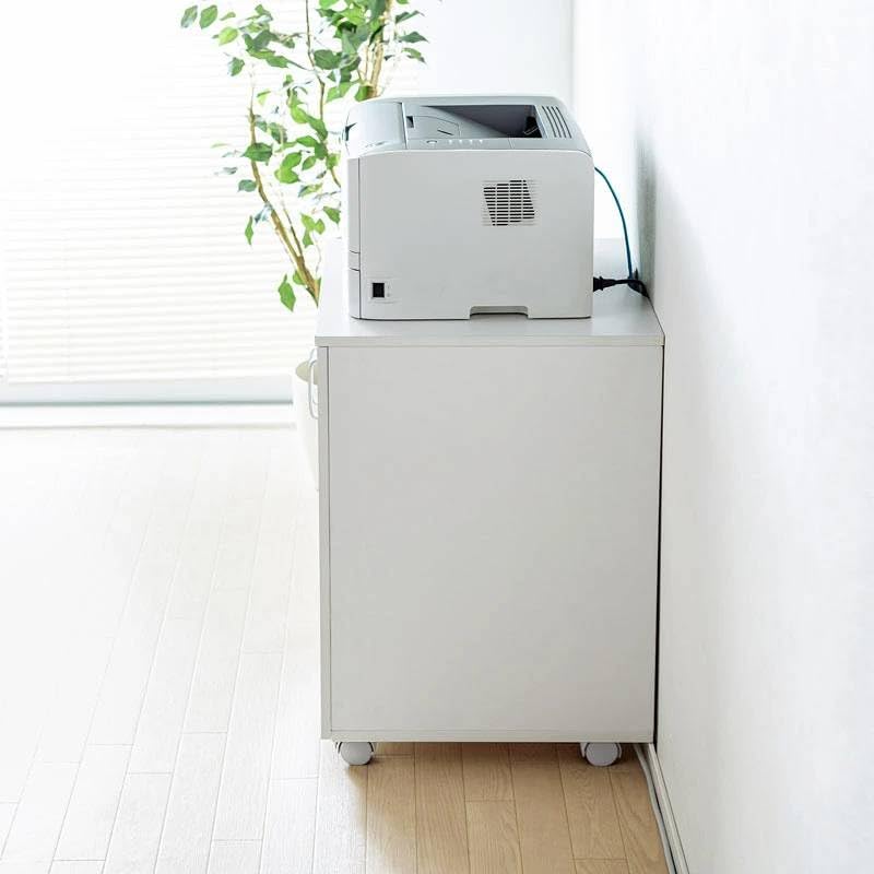 Amazon.co.jp: プリンター台 キャスター付き ラック 扉 キャビネット