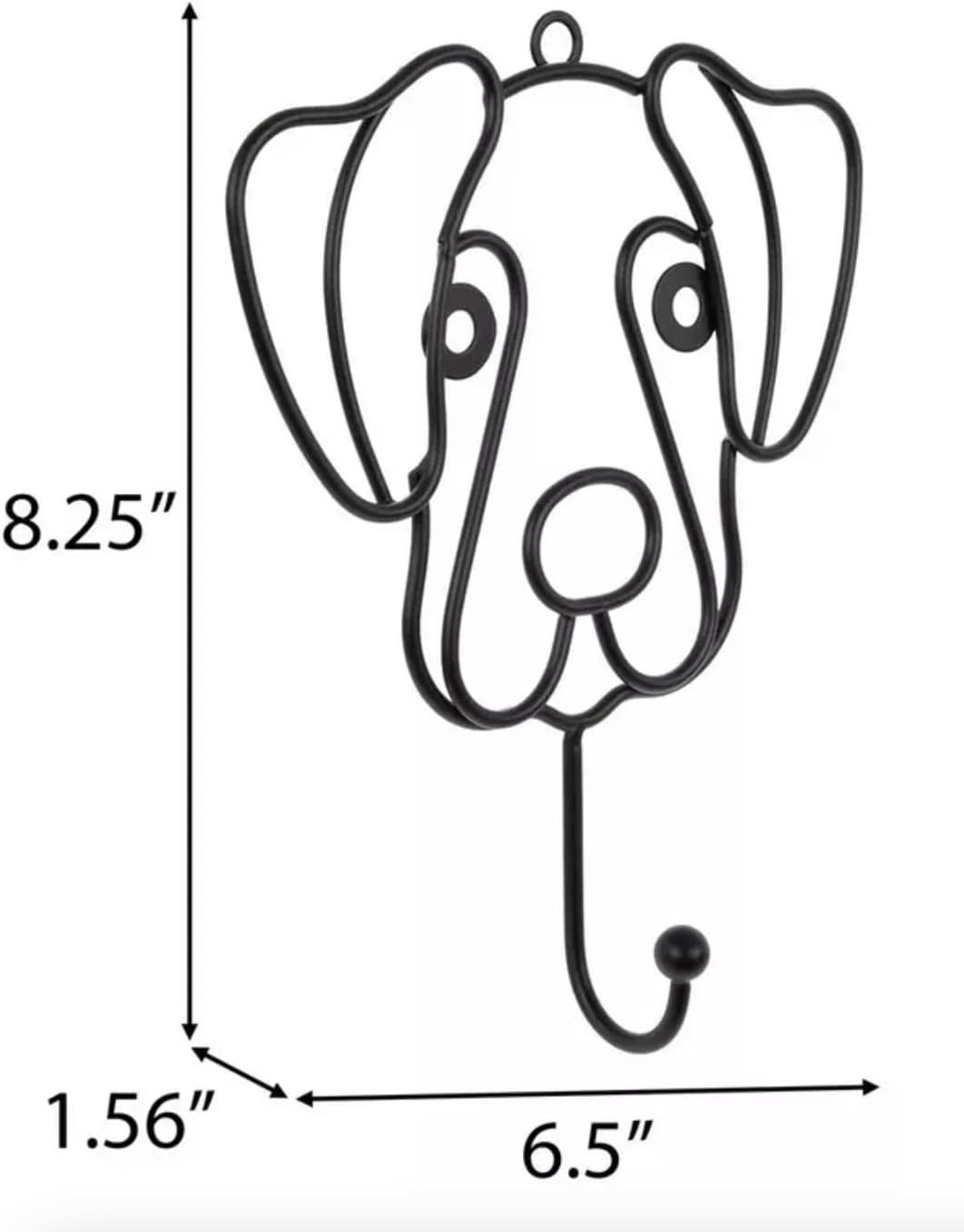 Dog Black Metal Wall Hook - Single Hook Leash, Collar, Harness, Key, Coat Hanger - Unique Entryway Home Decor