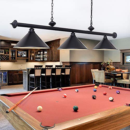 3 Light Pool Table Light, Hanging Pool Table Lamp with Matte Black Shade, Billiard Light, Pendant Light for Game Room, Dining Room, Restaurant, Beer Party, Man Cave, Living Room, Bar, Cafe - Thumbnail 2