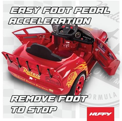 Huffy Lightning McQueen 6V Ride-On Toy Car with Headlights & Engine Sounds, Foot Pedal Drive, up to 2.5 MPH, Ages 3-7 - 4