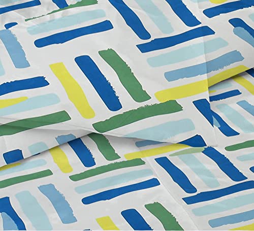 Image of HOMEKART 220 GSM Microfiber 4 Piece Comforter Bedding Set for Double Bed | King Size AC Comforter + Flat Bedsheet (90x100 Inch) & 2 Pillow Covers | Ultra Soft, Lightweight & All-Season (Green & Blue)