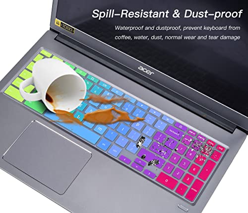 Colorful Keyboard Cover Skin For Acer Chromebook 15 315 Cb315 715 Cb715 15.6 Inch Chromebook With Numeric Keypad, Acer Chromebook 317 Cb317 17.3" Keyboard Skin Protector, Rainbow #TOP5