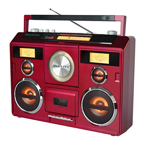 Studebaker Sound Station Portable Stereo Boombox with Bluetooth/CD/AM-FM Radio/Cassette Recorder (Red) - Thumbnail 3