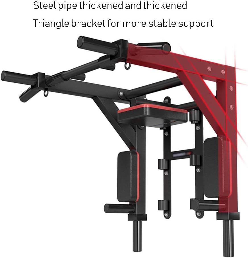 AGYH Wall Mounted Multifunctional Strength Training Chin -up Bar, Dip Stand for Indoor Home Gym Workout, Power Tower Set Support to 400kg