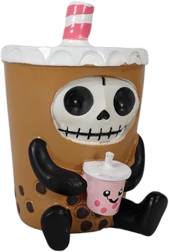 Miniatura 5 de Ebros Gift Furrybones Bobby The Bubble Tea Drink de 3 pulgadas de alto con perlas Boba, figura coleccionable, esqueleto monstruo, disfraz completo,