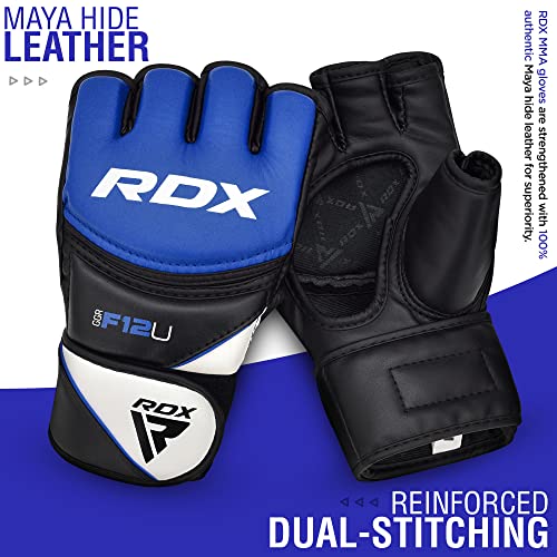 Rdx Mma Gloves Grappling Sparring, Maya Hide Leather, Boxing Gloves Men Women Muay Thai Martial Arts Training, Half Finger Adjustable Mitts Wrist Support Kickboxing Cage Fighting Punching Bag Workout #TOP1