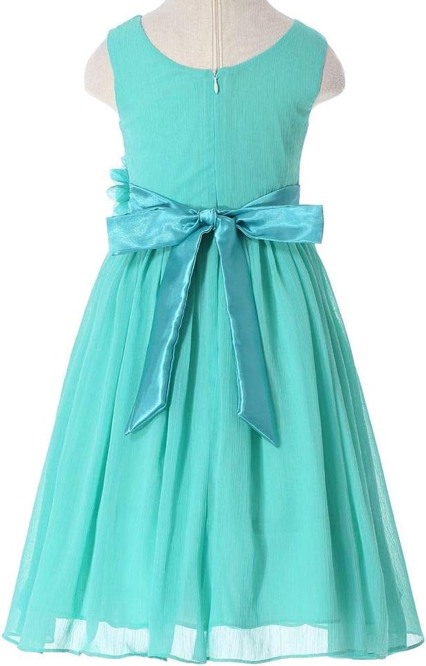 Bow Dream Junior Bridesmaids V-Neckline Chiffon Flower Girl Dress
