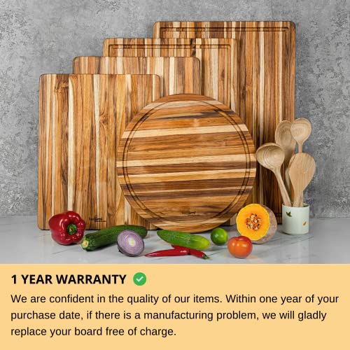Beefurni Teak Wood Cutting Board With Hand Grip, Wooden Cutting Boards For Kitchen Medium, Chopping Board Wood, Fathers Day Gifts, 1-Year Manufacturer Warranty (Medium, 20 X 15 X 1.25 Inches) #TOP6