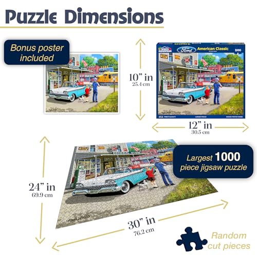 Rompecabezas White Mountain de 1000 piezas: Coche clásico estadounidense (Ford), piezas grandes, regalo para adultos y familia, 24" x 30" miniatura 2