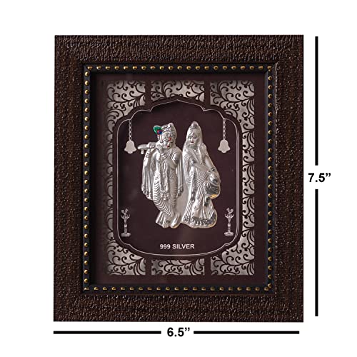 Image of Hem Jewels Pure Silver Radhe Krishna Frame for Gift & Home Decor (7.5x6.5 Inch)