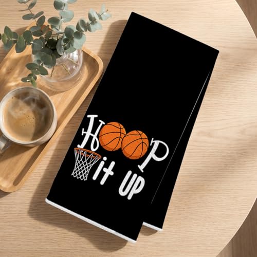 Image of 4 Pcs Basketball Hand Towels for Bathroom 24x14 Inch, Basketballs Gifts Reusable Dish Towels for Kitchen Bathroom Home Decor, Waffle Weave Hand Cloth Tea Towel, Basketball Lover Gifts for Women Friend
