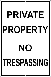 Private Property No Trespassing Sign Trespass Warning Metal Tin Sign 12x16 Inch Notice for Home or Business