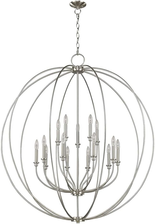 Livex Lighting 15 Light BN Foyer Chandelier, Brushed Nickel