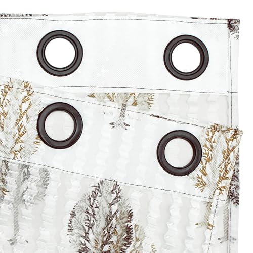 Image of MollisHomes Curtains 7 feet Long Set of 10 | White & Brown Transparent Sheer Curtain | Room Decoration Items for Bedroom | 215 x 118 cm | Motif Design Door Curtain | | Perfect for Home Decor