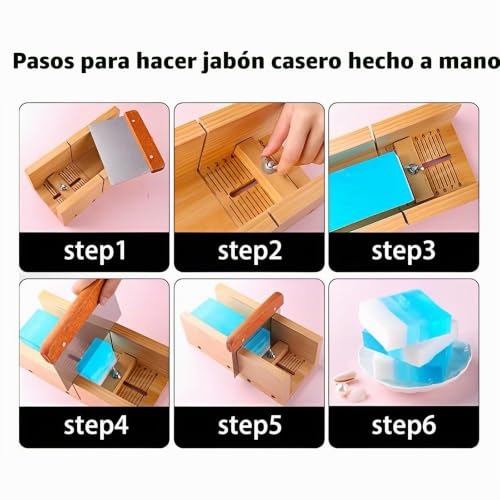 Miniatura 7 de Reton Paquete De 8 Juego De Herramientas Para Cortar Jabón, 1 X Molde De Corte De Madera, 1 X Molde De Pan De Silicona Rectangular Con Caja Y Tapa De Madera, 2 X Cortador, 2 X Jabón Para Cavidades