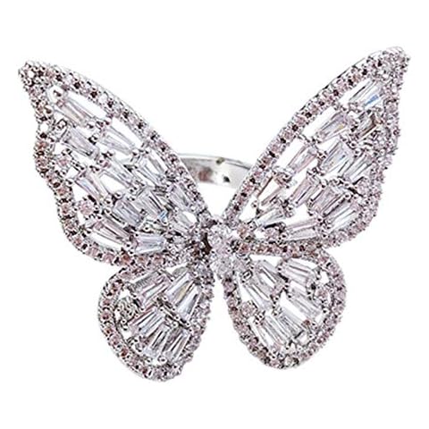 WFZ17 Fashion CZ eingelegter Schmetterling Muster Fingerring Band Schmuck für Frauen Mädchen Weiß Cover