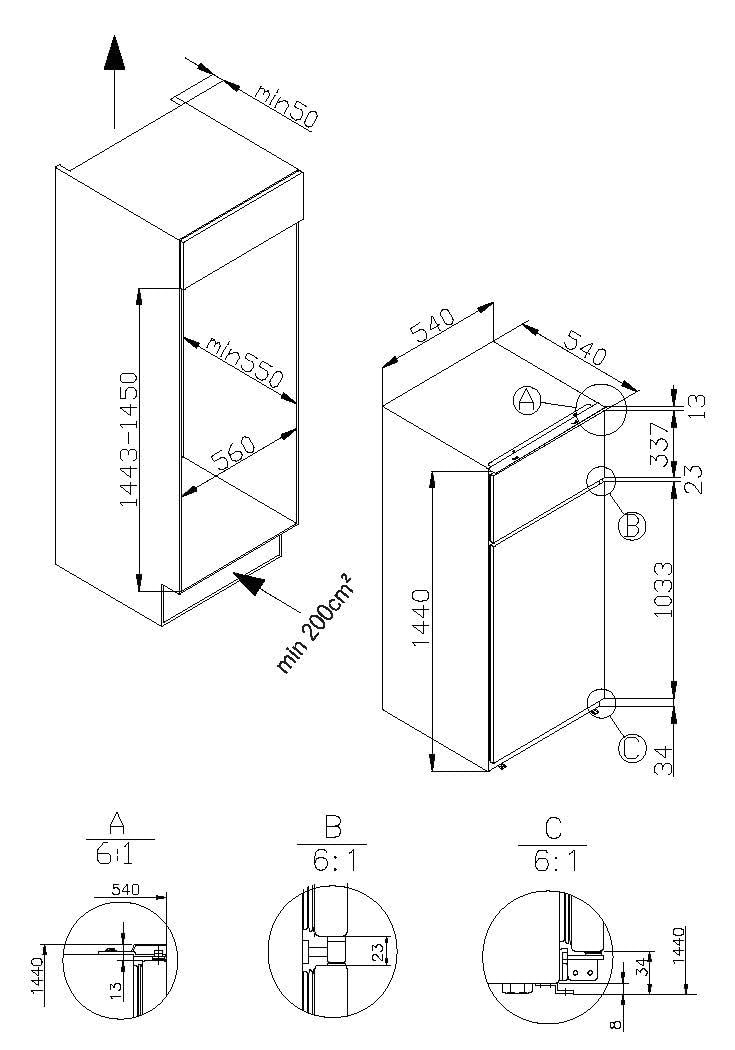 Amica Einbau Kühl-Gefrierkombination 220 L 145 x 54 x 54 cm EDTS 374 901