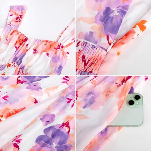Image of GRACE KARIN 2026 Women's Summer Floral Wedding Guest Dress,Beach Flowy A Line Maxi Off Shoulder Bridesmaid Dresses