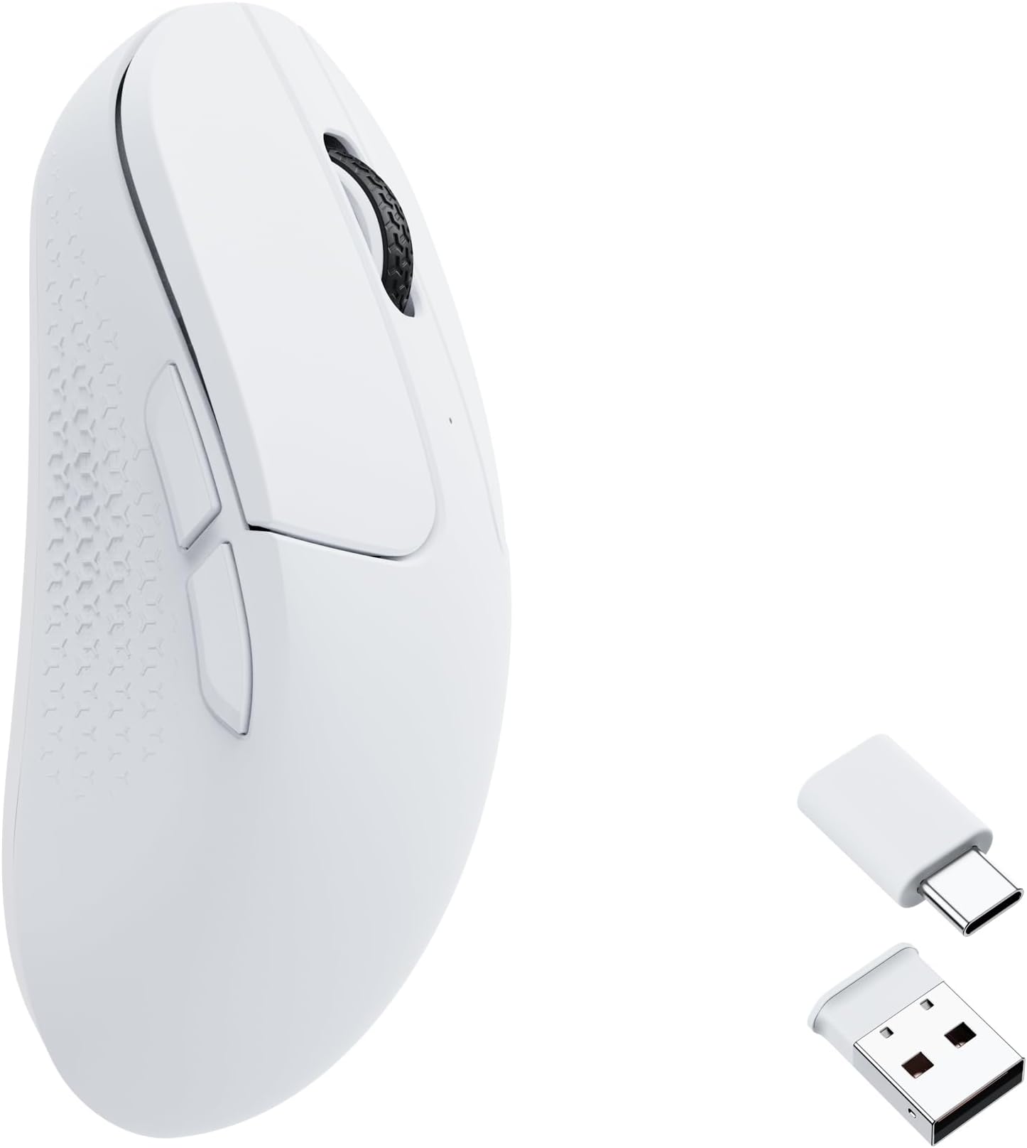 M3 Mini Wireless Optical Mouse, Bluetooth 5.1/2.4 GHz/Wired Gaming Mouse, Programmable PixArt 3395 Sensor with up to 26,000 DPI/ 650 IPS, Lightweight Ergonomic for Windows Mac Linux - White