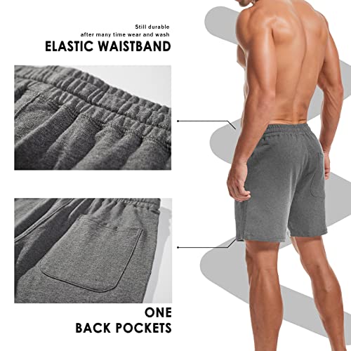 Image of AMY COULEE Mens Athletic Workout Shorts 5.5 inch Cotton Casual Shorts Elastic Waist Joggers Sports Sweat Shorts