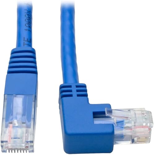 Tripp Lite Cable Patch Cat6 UTP en ángulo recto (RJ45), MM, Gigabit, moldeado, azul, 1 pie (N204-001-BL-RA)