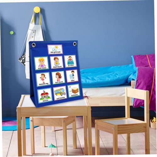 Horarios visuales infantiles azul con tabla de rutina diaria y tarjetas de tareas 7