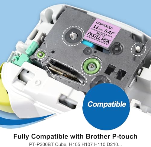 Image of Colorty Replace for Brother P-Touch Label Maker Tape Ptouch TZe TZ Tape 12mm 0.47 inch Laminated Label Maker Refills Compatible with Brother Ptouch PT-D210 PT-H110 PT-1880 PT-D400, 1 /2 inch x 26.2', 5 Pack