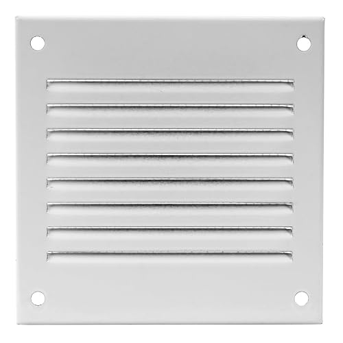 Prostko Ltd White Metal Air Vent Grille - 100Mm X 100Mm - With Fly Screen - Flat Louvre Duct Cover.